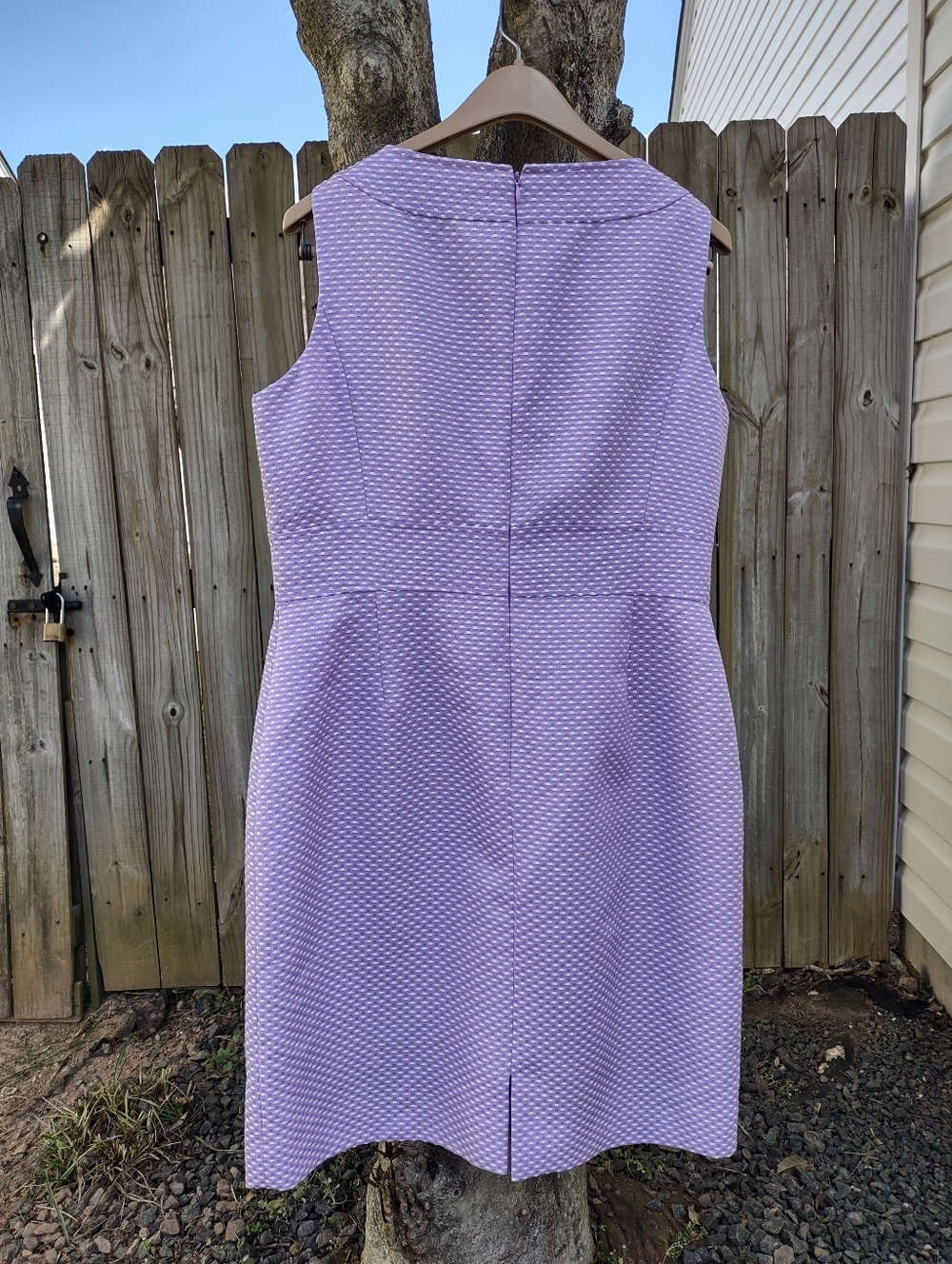 Tahari Lavender Textured Vintage Inspired Sleeveless Sheath Dress - Picture 7 of 9
